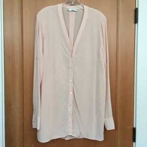Vince petal pink silk tunic blouse, sz M
